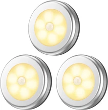 Upgraded 3.15” Motion Sensor Light, 3 Pack Battery-Powered LED Night Light, Clos