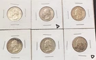 🔥 HOT LOT – 6x 1964 Washington Quarters – 90% Silver – LAST YEAR SILVER ISSUE