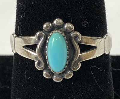 #ad Turquoise Sterling Silver Ring Wheeler Manufacturing 925 Size 7.5 $34.99
