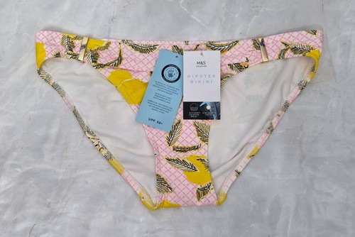 MARKS & SPENCER Damas Traje de Baño Rosa Amarillo Hipster Bikini Parte Inferior Reino Unido 14 - Imagen 7 de 9
