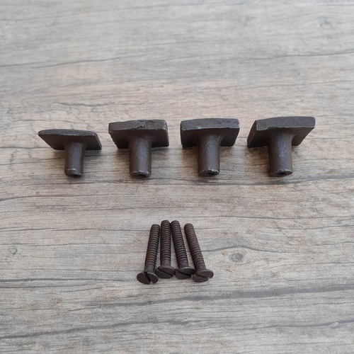 4pcs Vintage cast iron floral shape cabinet drawer door knobs screen handles - Picture 5 of 7