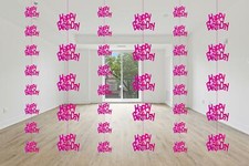 Hanging String Happy Birthday Pink Foil Metalic Shiny Wall Door Party Decoration
