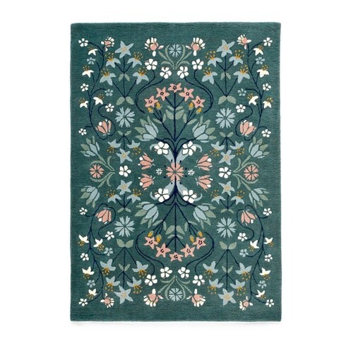 Green Floral Design Handmade woolen Area Rugs 10x14 Feet Floral