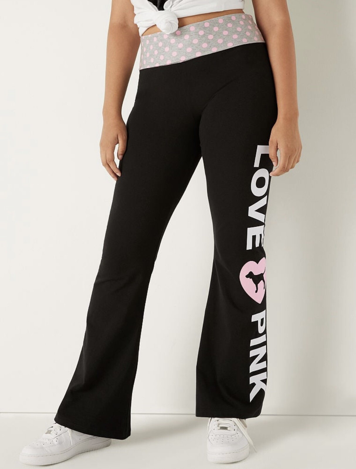 Victoria's Secret PINK Cotton Foldover Flare Leggings Size M | eBay