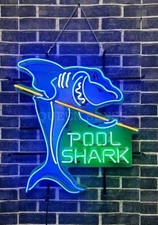 US STOCK 24"x20" Pool Shark Table Billiards Game Neon Sign Lamp Light Vivid JY