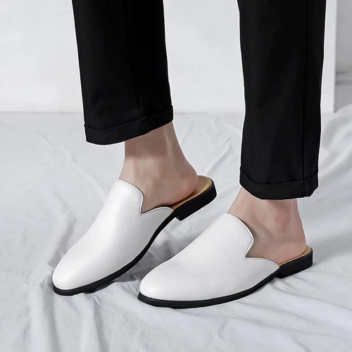 Medio mocasín para hombre pantuflas sin cordones laterales informales zapatos planos calzado masculino 38-47 - Imagen 3 de 19