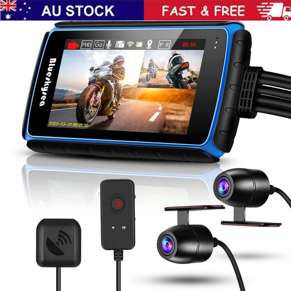 Portable DV988 Dual Channels 1080P Motorcycle Wifi GPS DashCam Camera G-Sensor