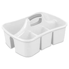 Divided Caddy, Easy Carry, Handy Plastic Utility Storage, White