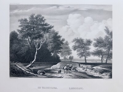 M. HOBBEMA AM WALDESSAUM BELVEDER KUNST 1872 ANTIQUARISCH STAHLSTICH KUNSTDRUCK
