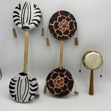 Vintage Africa 3 HandMade Monkey Swing Drum Double Sided Hand Percussion Rattle