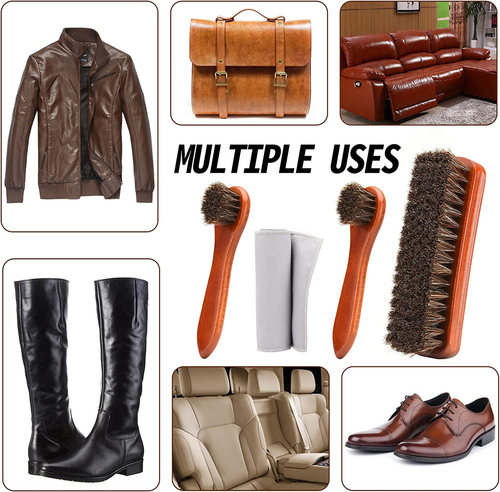 4-Piece Horsehair Shoe Brush Shine Kit, Shoe Polish Kit, Leather Shoes Boot C... - Picture 12 of 12