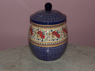 Polish Pottery 4 L Canister Sugar Size!  UNIKAT Signature Rembrandt Pattern!