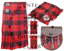 Highlander Traditional Scottish Rose tartan 8 yard Kilt  Accessories for Men's