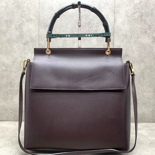 Gucci 2Way Bamboo Handbag Shoulder Bag Brown Leather Women's Authentic