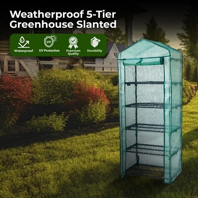 FF.LTD Portable 5-Tier Greenhouse, Slanted and Gable Tomato Greenhouse for plants