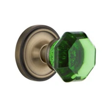 Double Dummy Nostalgic Warehouse Waldorf Emerald Crystal Knob Set (Dummy) 