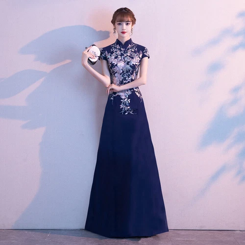 Damen Abendkleid Fischschwanz Chor Kleid Bankett Chinesisch Cheongsam Kleid - Bild 11 von 23