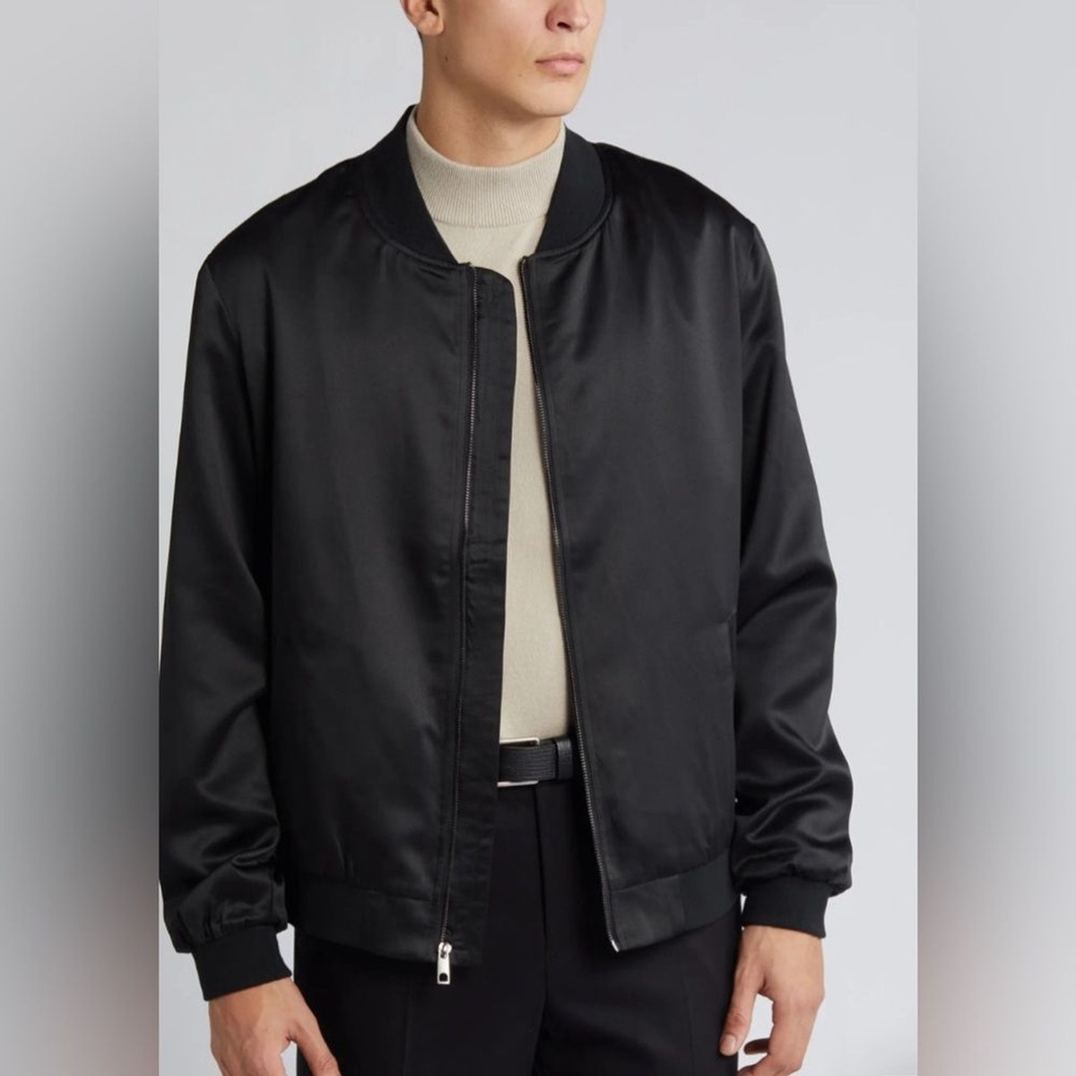 Open Edit Shine Bomber Jacket Black XL