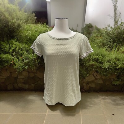 Hem & Thread Women's Short Sleeve Textured Top SZ S Lace Cottagecore Casual Boho
