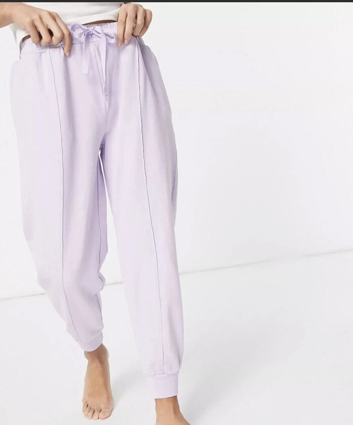 Topshop Acid Wash Lilac Seam Front Pants Joggers UK Petite Medium