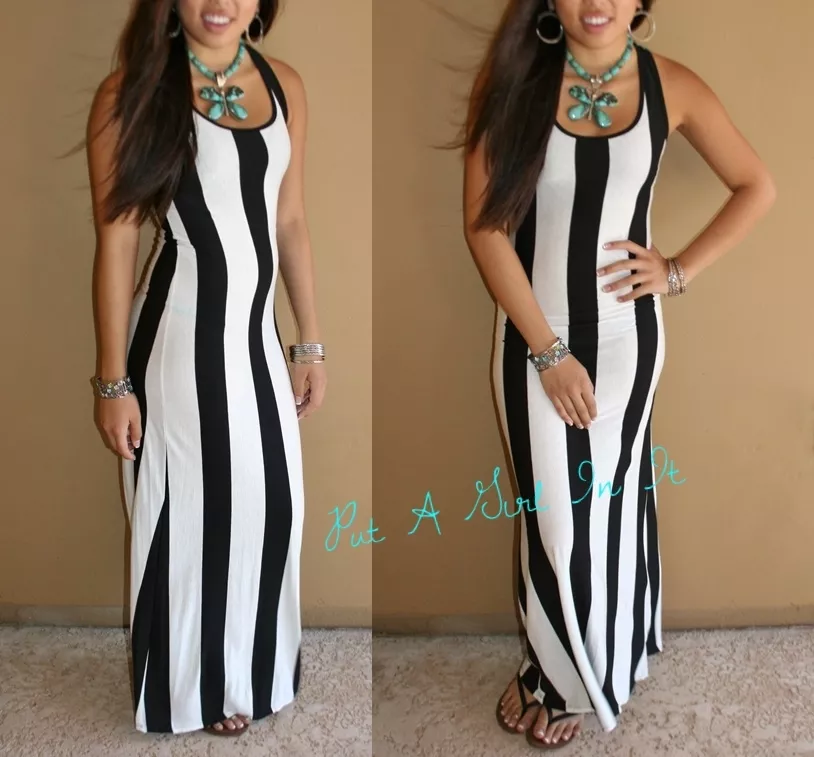 Striped tank maxi best sale dress