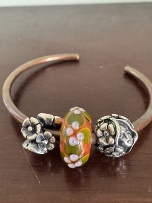 Trollbeads Lot Unique Glass Lily Pad Thumbelina Forget Me Not Spring Flowers