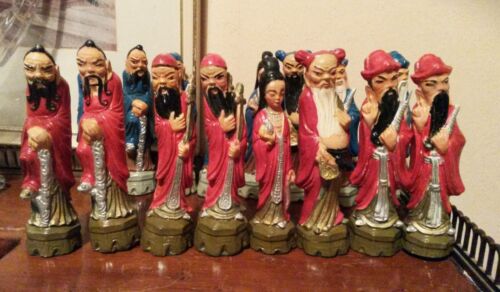 Vintage Chinese Oriental Hand Painted 32 Piece Ceramic Chess Set Warriors - Picture 12 of 12