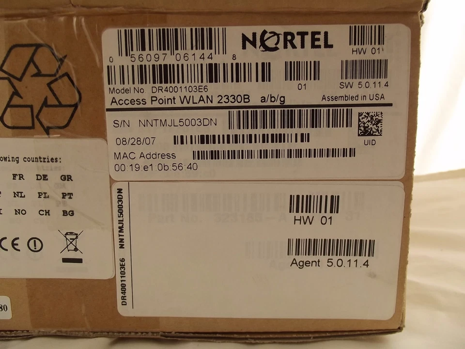 Nortel 2330B DR4001103E6 802.11a/b/g 54Mbps Wireless LAN Access Point 24-2 - Image 2 of 3