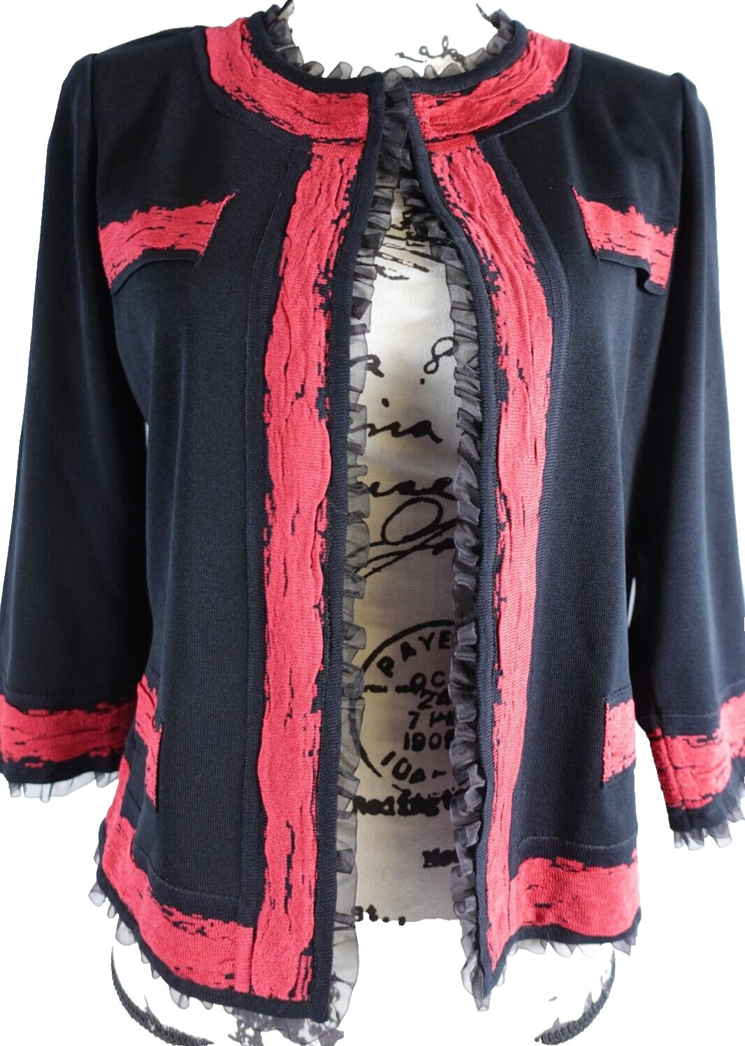 Ming Wang Womens Hook Loop Blazer Jacket Size Med… - image 1