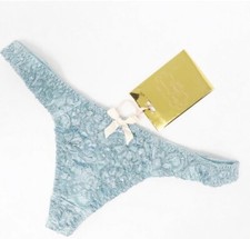 BNWT Agent Provocateur Soirée Evgeniya Lace Thong Blue Swarovski AP 2 £295