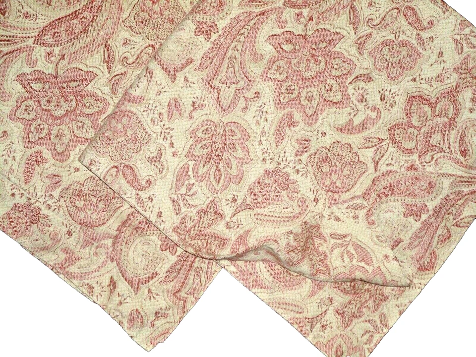 RESTORATION HARDWARE ITALIAN ANTIQUED FLORAL RED TAN (2) EURO PILLOW SHAMS 26" - Image 2 of 4