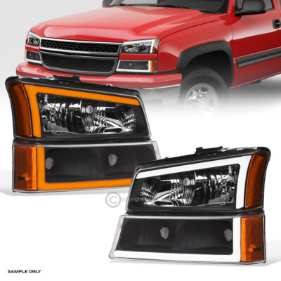 Headlights LED DRL W/Bumper Lamp for 2003-2007 Silverado 1500HD 2500HD Avalanche