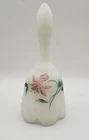 Fenton Orchid Satin Glass Scalloped Bell~Wedding/Bows~Signed R.  Bauman