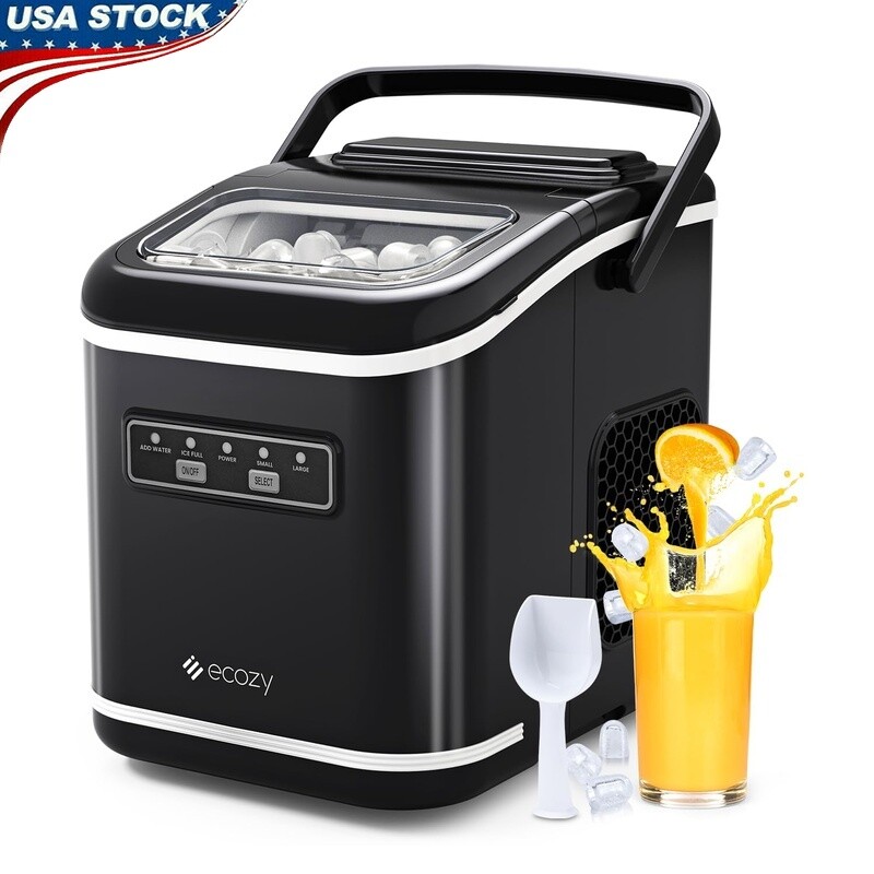 Portable Self-Cleaning Ice Maker 26lbs Fast Ice Production Countertop Machine US-image
