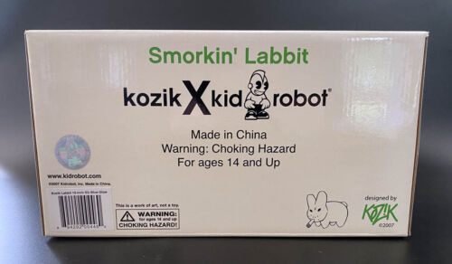 Frank Kozik SIGNED Kidrobot 10" GID Blue Labbit INSC AUTOGRAPHED New Glow Pride - Picture 4 of 5