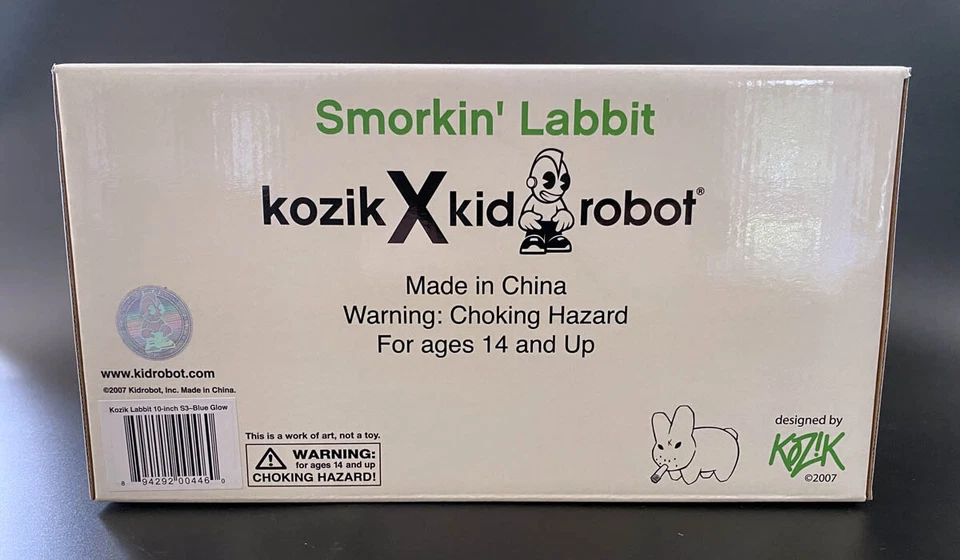 Frank Kozik подписанный Kidrobot 10 «GID синий Smorkin' Labbit INSC с автографом гордость - Изображение 4 из 4
