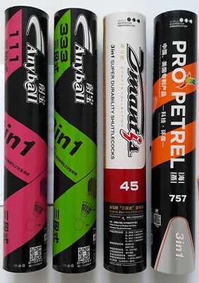 Hybrid 3-in-1 Badminton Shuttles - Anyball & Propetrel - 12er Pack