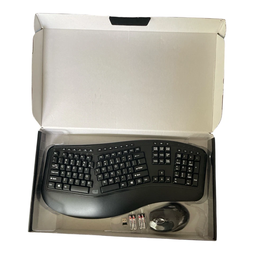 Adesso WKB-1500GB Wireless Ergonomic Keyboard And Mouse Open Box New Tested - Image 2 of 2