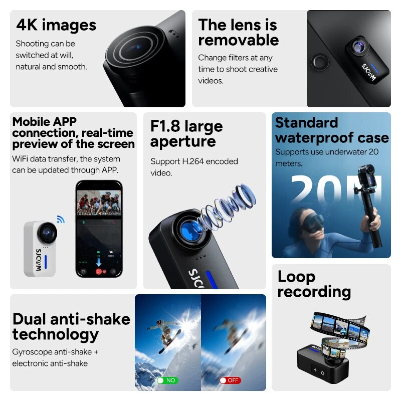 Action Cam 4K 30FPS 20MP WiFi EIS Action Sport Action Kamera Wasserdicht Go Pro - Bild 4 von 4