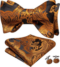 Silk Self Tie Bow Ties for Men Adjustable Men'S Bowtie Handkerchief Pocket Squar