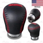 5/6 Speed MT Genuine BLACK Leather & RED Stitches Gear Shift Knob Universal Fit