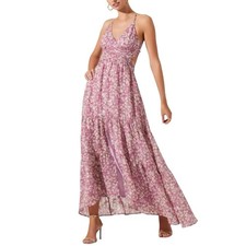 Astr The Label Frolic Pink Floral Hi-Low Maxi Dress MEDIUM in Pink Ditsy