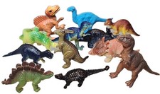 Assorted Vintage Dinosaur Toys Set Of 12- Plastic Mini Figures Educational Fun