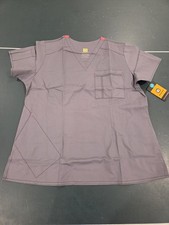 WonderWink WonderFLEX 6218 V-neck Scrub Top Large Pewter Free Ship