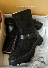 Michael Michael Kors Easton Moto Suede/Hot Fix Stones Booties 8M