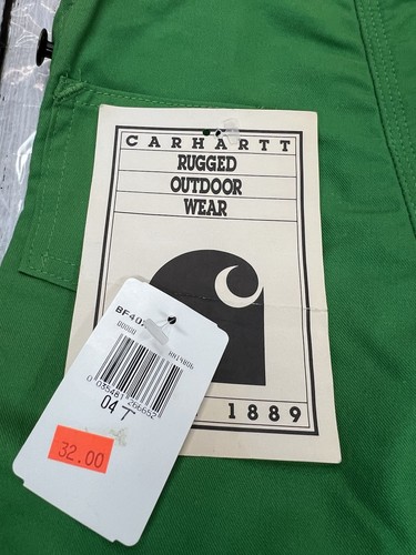 Vintage 4T NWT Plaid Lined Green CARHARTT Bibs Double Knee Kids BF40XX USA Union - Picture 8 of 11