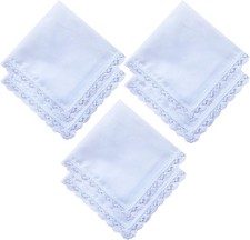 6 Pack of Ladies Embroidery Cotton Handkerchiefs Lace Wedding Hankies A