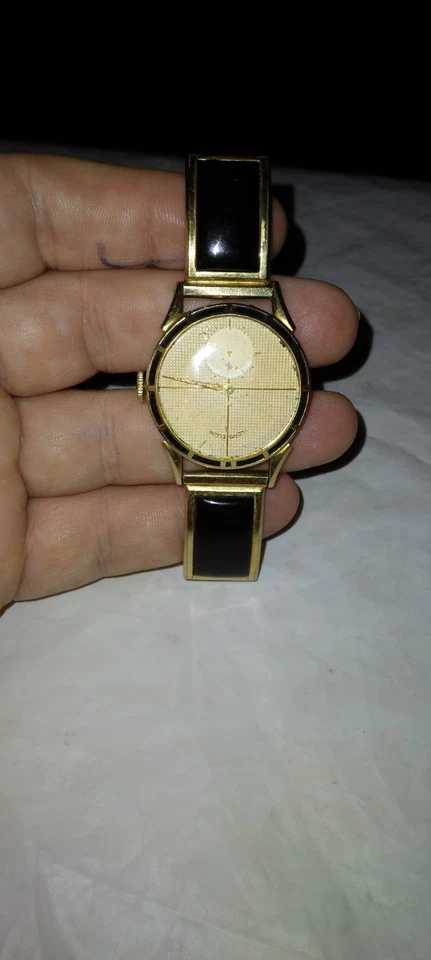 Винтажный 1950-х Lord Elgin Clubman вафли сотовый циферблат 14K золото заполненное - Изображение 2 из 4