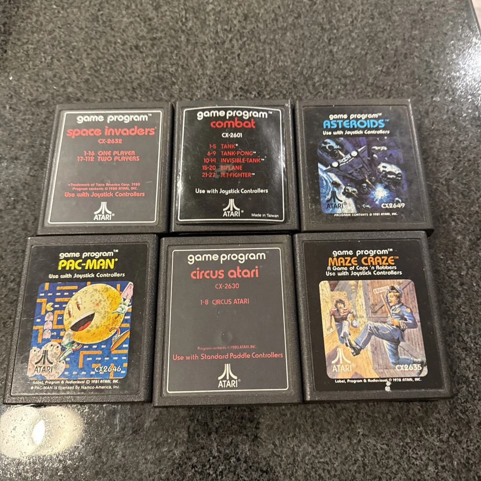 Lot Of 6 Game Program Space Invaders, Asteroids, PAC-man, Circus ATARI 2600 Lot1 - Image 2 of 3