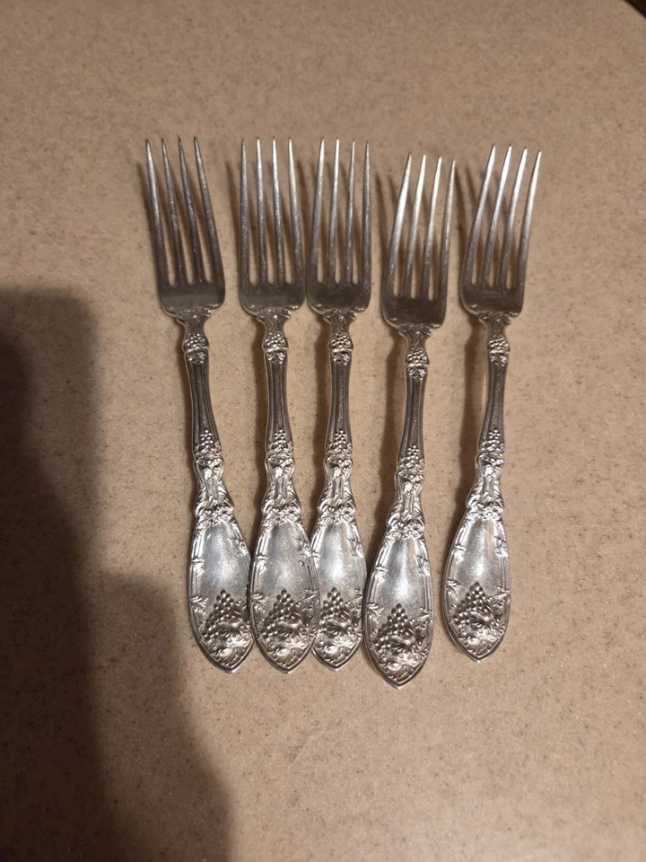 Набор из 5 антикварных посеребренных вилок 1881 Rodgers A1 - Изображение 2 из 3
